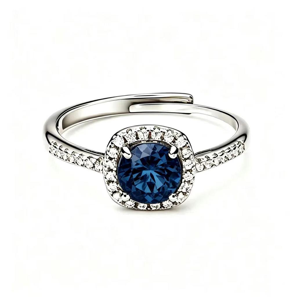 Princess Diana Style Zodiac Stone Ring with Colored Gemstones & Diamonds in S925 Silver