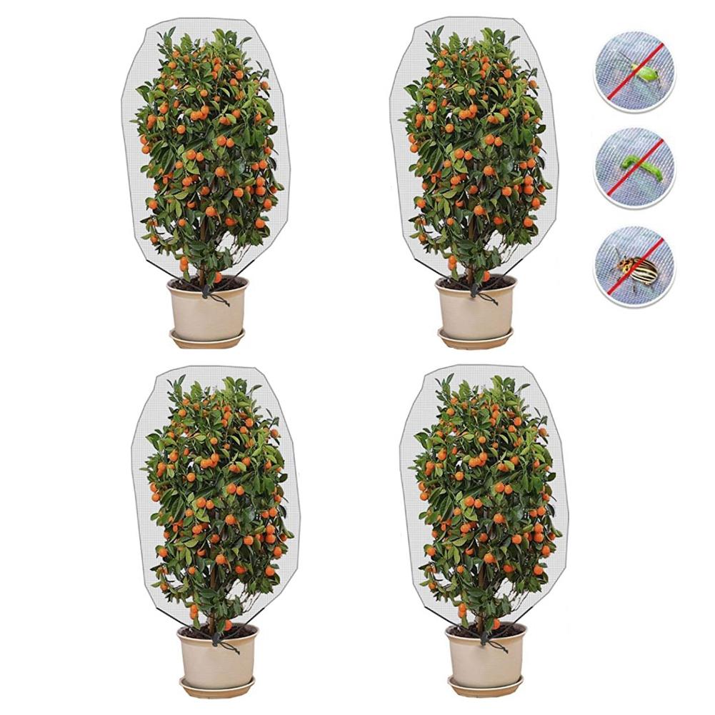 4 Stück Pflanzenschutznetzbeutel für Garten-Gewächshausbedarf 75x80cm