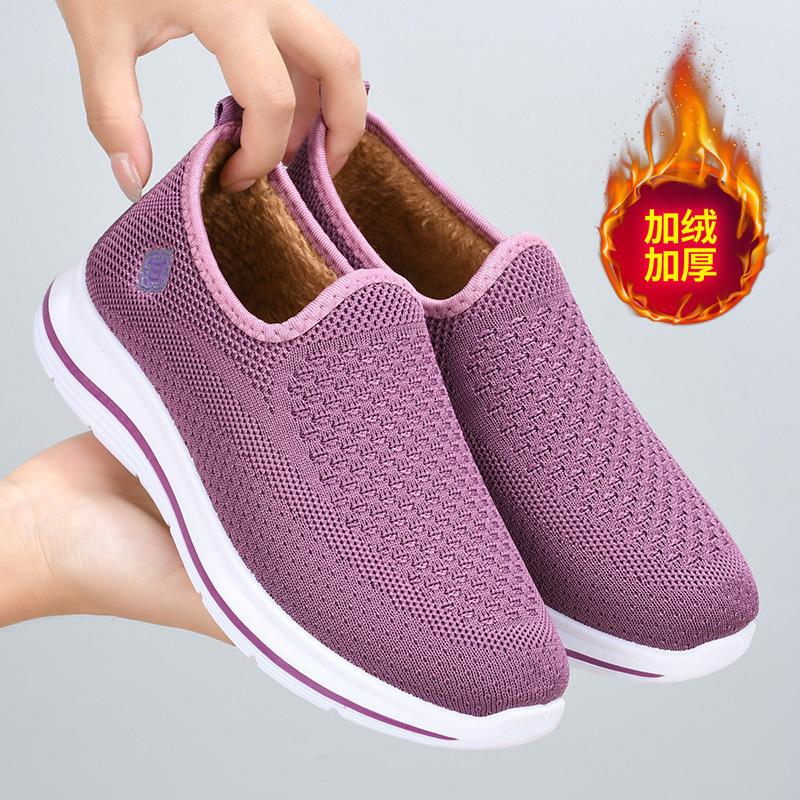 

Зимове взуття для матерів середнього та літнього віку, нове оксамитове потовщене тканинне взуття з однією педаллю, теплі снігові чоботи на м якій підошві 41