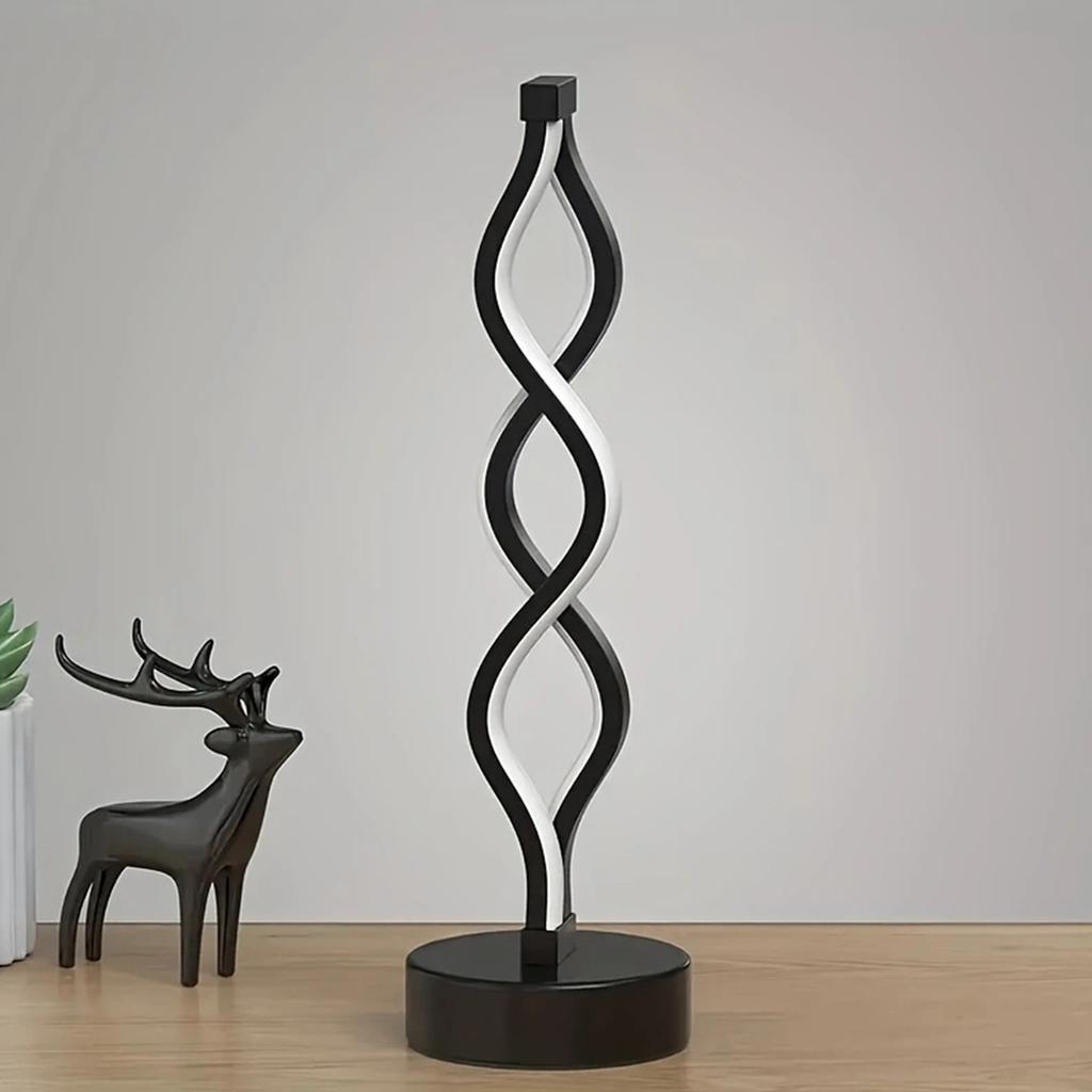 Modern spiral LED desk lamp button controlled USB tri color light suitable for bedside office, living room, dormitory decoration