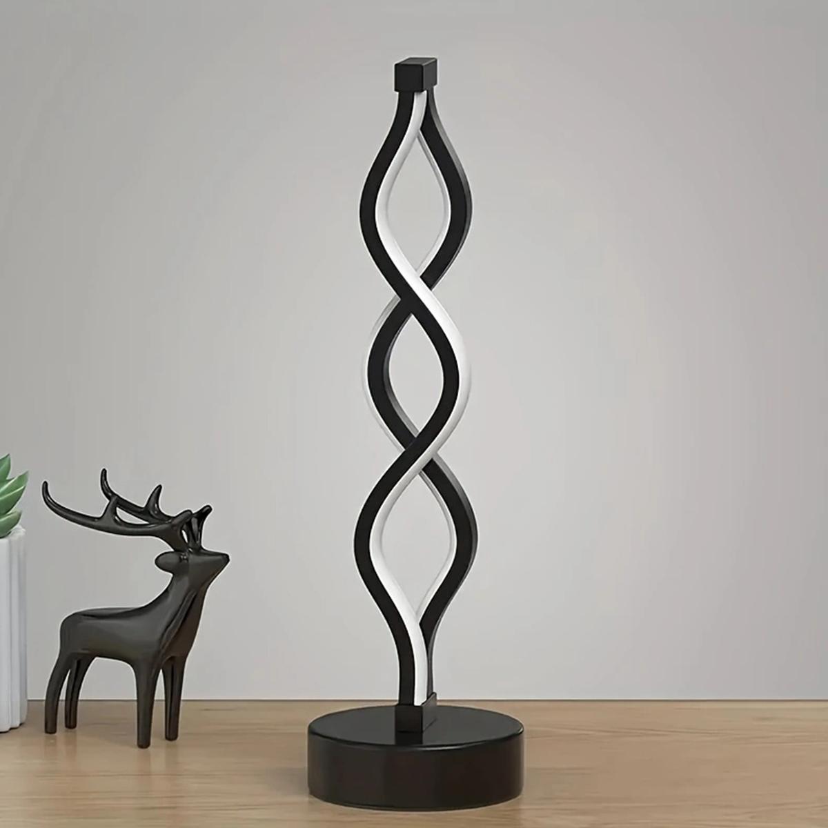 

Modern spiral LED desk lamp button controlled USB tri color light suitable for bedside office, living room, dormitory decoration Warm White чёрный