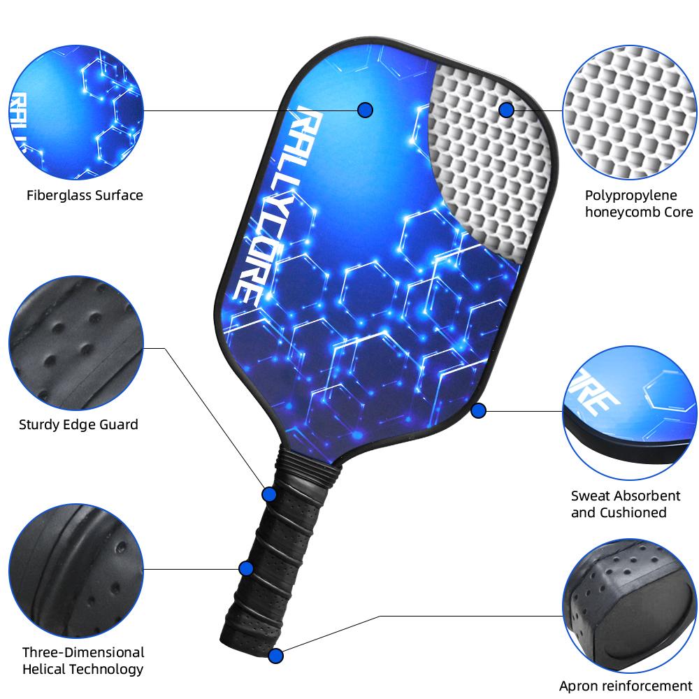 Pickleball Paddles Set of 2, Fiberglass Paddles with Friction Surface Pickleball Rackets for Men & Women