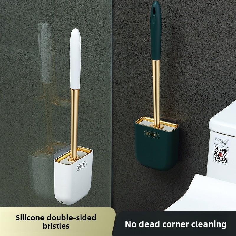 Luxury Wall-Mounted Silicone Toilet Brush & Holder Set for WC Bathroom Accessories - Durable Toilet Wash Brush Clean Maintenance