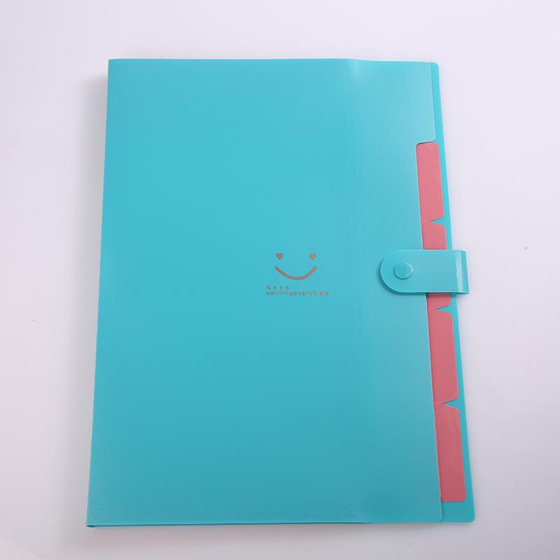 Smiley Pp Folder A4 Information Book Spot Five Grid Smile File Bag Purple Button
