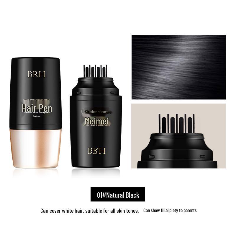 BRH No-Wash Curling Iron & Hair Dye Stick - Covers Gray, Gentle On Hair, Disposable Color Touch-Up.