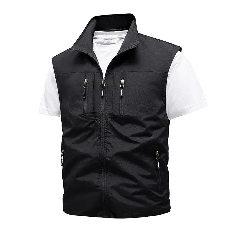 Gilet da Pesca da Escursione Estivo da Uomo Gilet da Fotografo da Uomo Giacca Senza Maniche in Rete Gilet con Tasche per Attrezzi 5XL