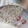 5D Winter Christmas Nail Stickers Colorful Star Garland Bells Snowflake Nail Art Decal Manicure Decorations