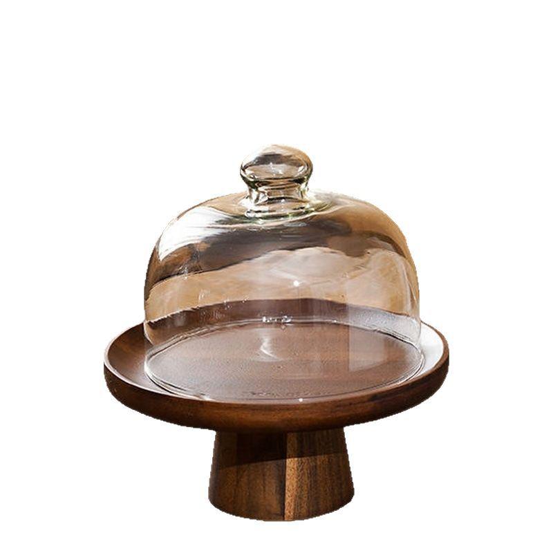 Japanese-style Acacia Wood High Foot Cake Plate Wooden Tray Decoration Wedding Dessert Plate Home Fruit Snack Tray Home Decor