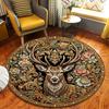 Deer Art Round Area Rug,Carpet Rug for Living Room Bedroom Sofa Playroom Decor,Non-slip Floor Mat