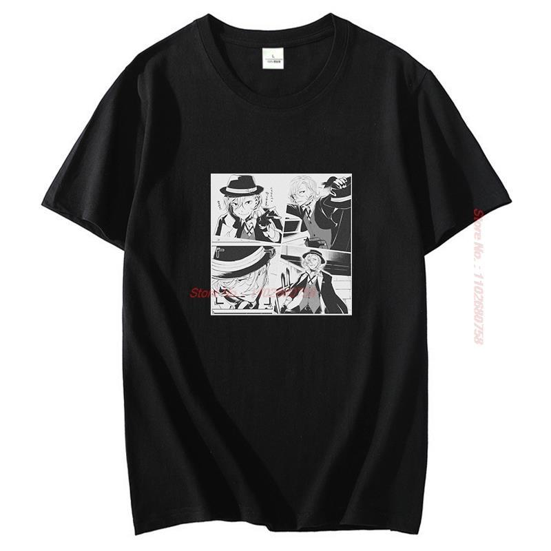 Panels Chuuya Nakahara T Shirt For Unisex Summer Fashion Cotton Tshirt Bungou Stray Dogs Unisexga Tees Harajuku Graphic T Shirts