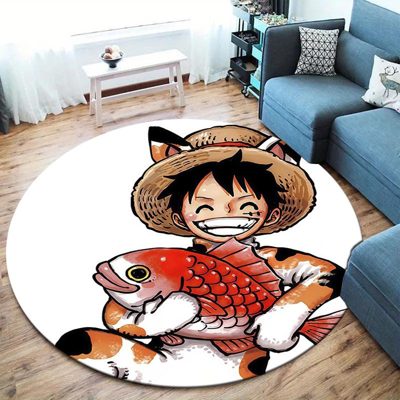 One Piece Monkey D Luffy Round Area Rug Carpet Rug For Living Room Bedroom Sofa Playroom Decor Nonslip Floor Mat