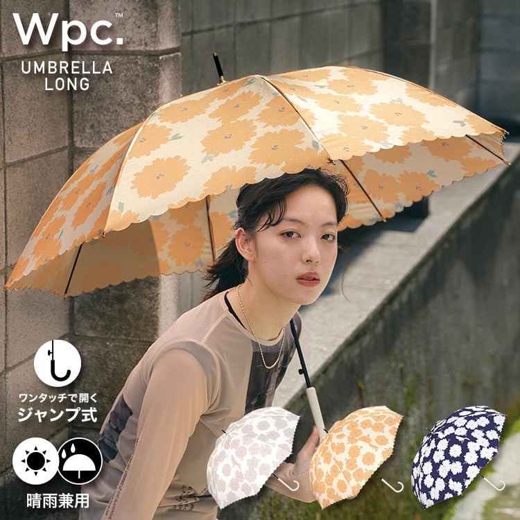 Fleur Navy Long 58cm Suitable for All Floral [2025] Wpc. Umbrella, Ribs, Large, Jump-friendly, Weather, Commuting, School, Travel, Stylish, Cute,