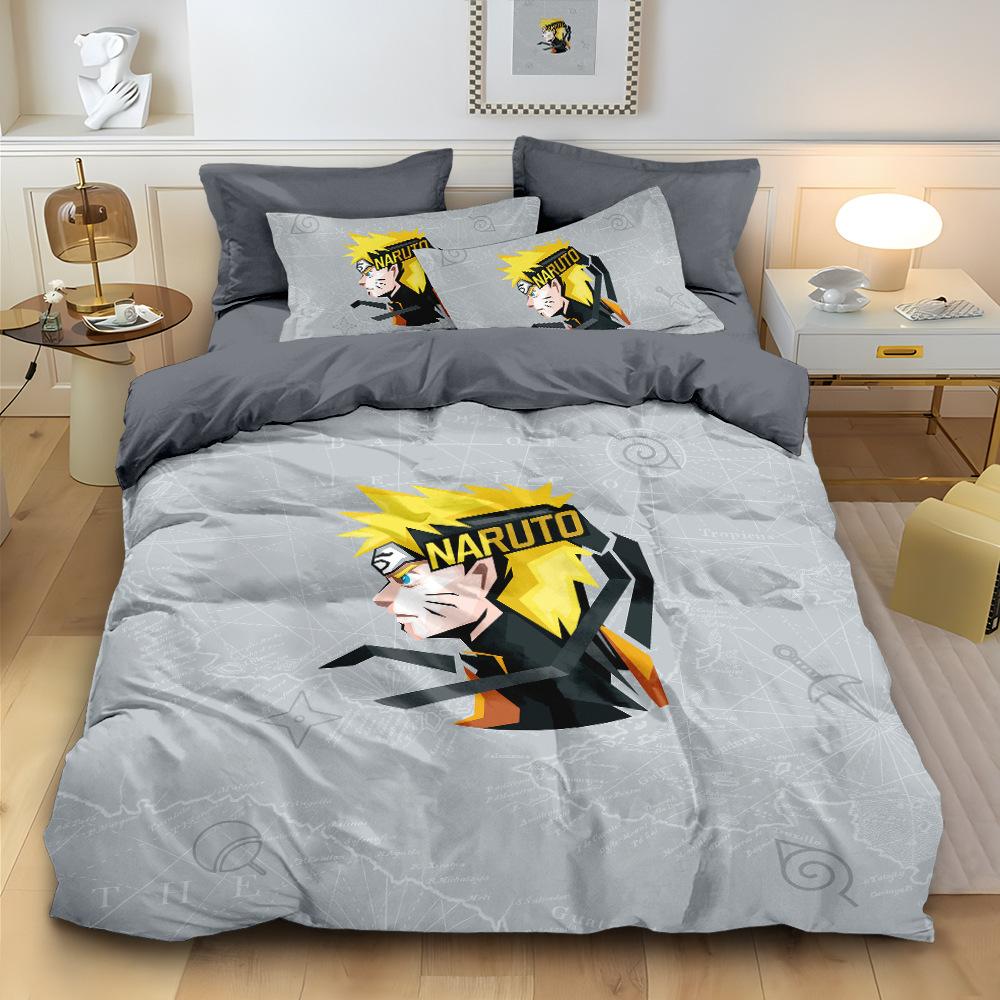 Carton Soft Duvet Cover Pilowcase Anime Uzumaki Narutos Beding Set Ten Young Boys for Bedrom Decor King Quen Ful Sized Dimensions Young Girls
