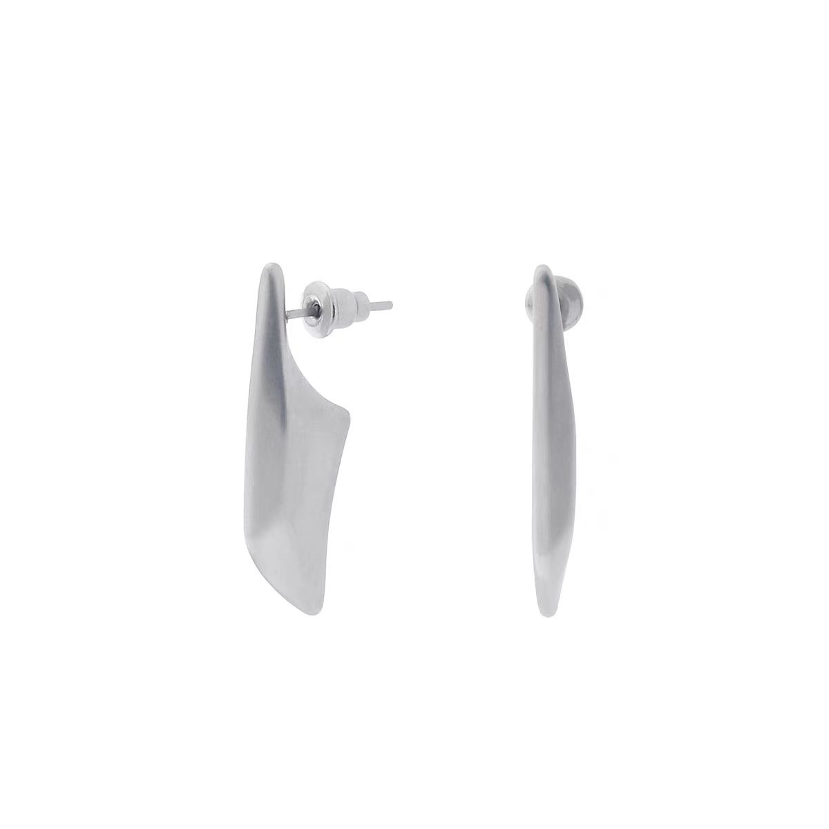 VAF COOL Fully Polished Angular Blade Stud Earrings for Men Women High Quality Stainless Steel Herrenohrringe Anting Pria Modern Style серебряный