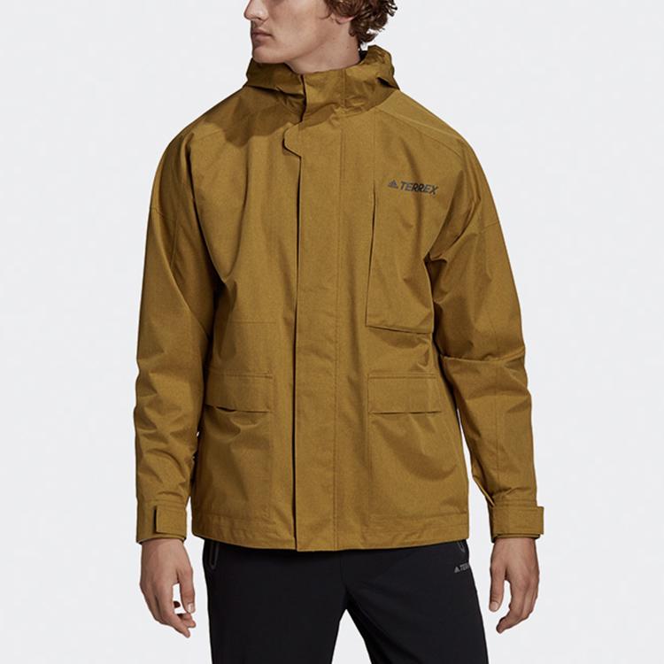 Adidas Outdoor Hiking Waterproof And Windproof Windbreaker Jacket Men's Earth Yellow GL7400
