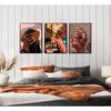 LQOZTBX 3Pcs Black Girl Wall Art Fashion African American Canvas Paintings Black Women Posters Nail Art Pictures Champagne Prints Boho Aesthetic Wall