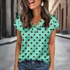 Blusas Femininas de Cetim Manga Curta Camisa com Decote V Looks Business Casual