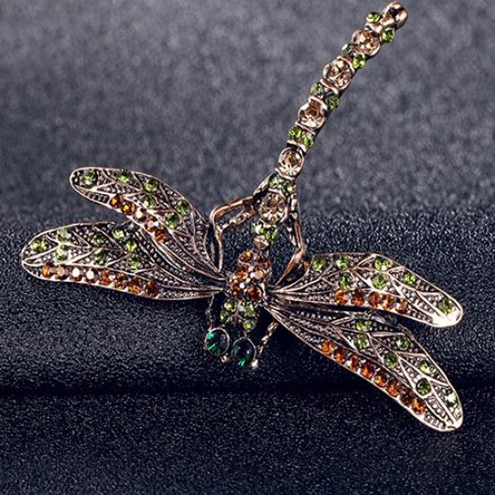 New Fashion Jewelry Women's Vintage Noble Dragonfly Crystal Scarf Pin Brooches