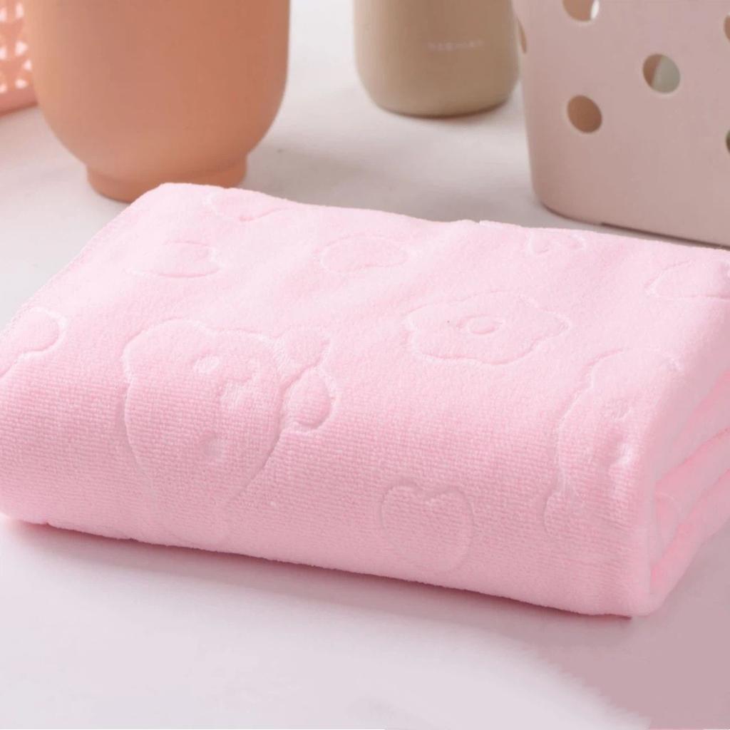 70*140cm Ultra-fine Fiber Quick Drying Towel Thick Soft Absorbent Teddy Bear Embossed Shower Towel