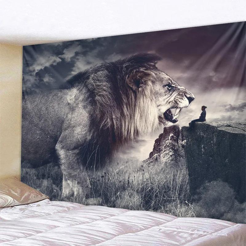 Home Decor Mysterious Jungle Animal Tapestry Character Lion Tiger Leopard Art Tapestry Mandala Bohemian Hippie Psychedelic