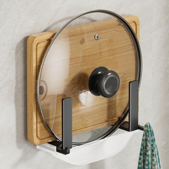 Pot Lid Storage Rack Wall-mounted No Drilling Removeable Waterproof Strong Stickiness Anti-slip Board Organizer Kitchen Wall Pot Lid Dish