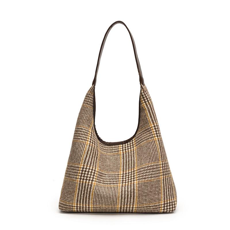 Large Capacity Bag Women's Casual Versatile New Casual Shoulder Plaid Shopping Bag Commuter Tote Bag