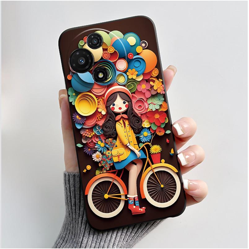 Cute Soft Black Casing For TCL 60R 5G/60 5G Shockproof Cover For TCL 60 SE Nxtpaper T521K Funny Cartoon Cat Design Shell
