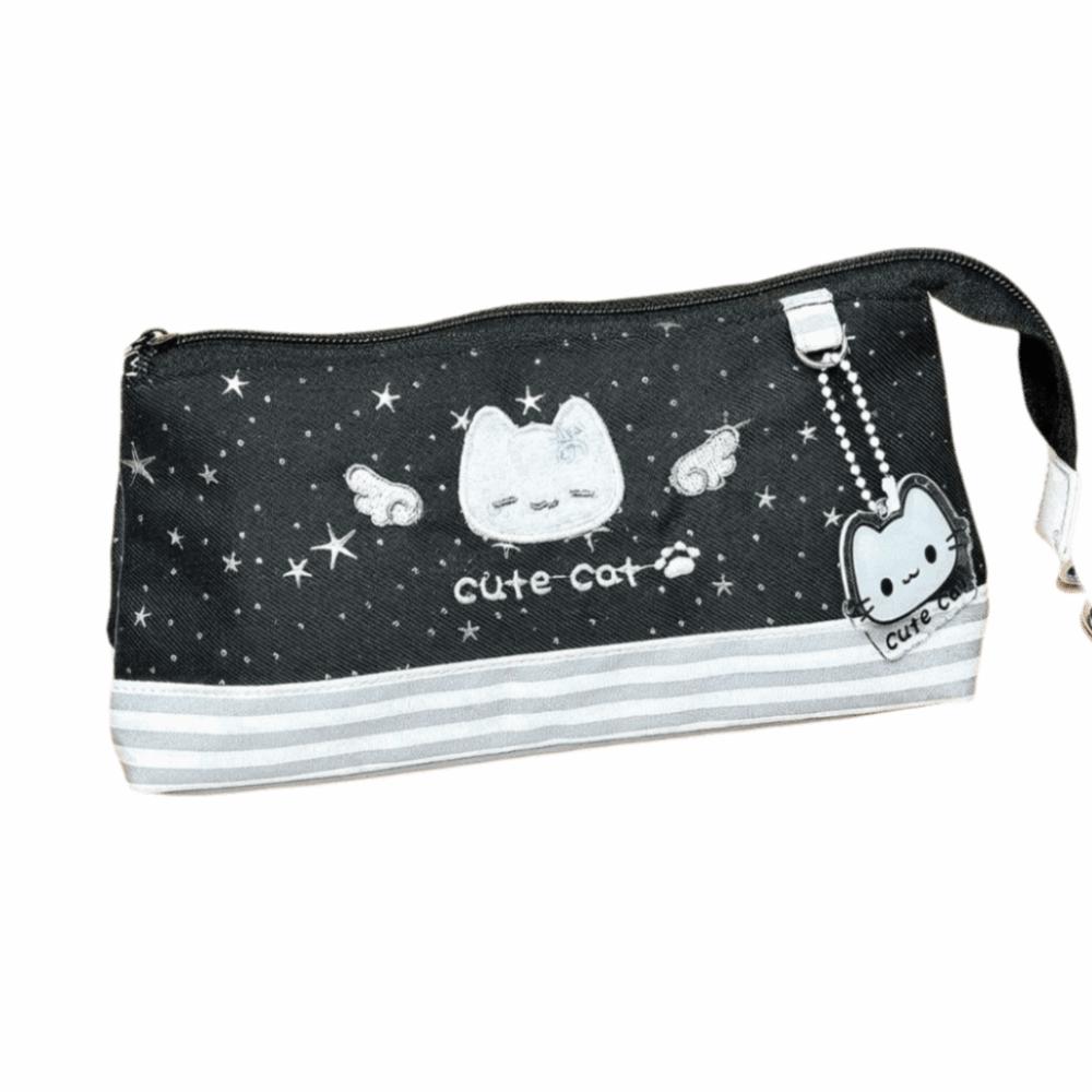Large Capacity Cat Pattern Pen Case Multi-Layer Stationery Storage Pouch For Teen Students