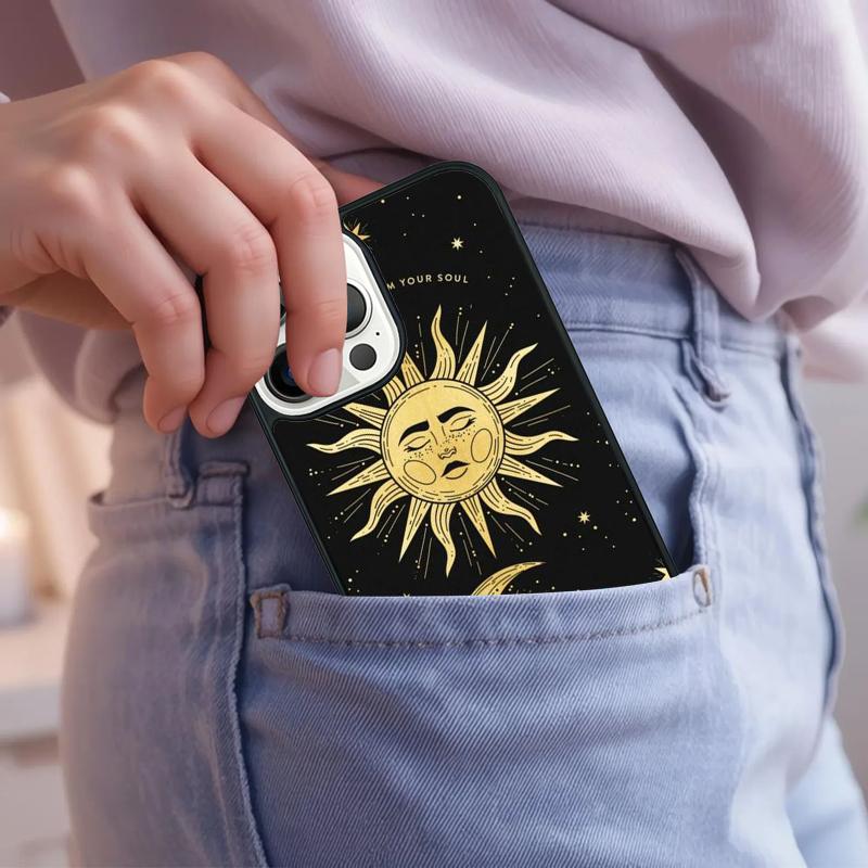 Love Sun Moon Phone Case For iPhone 17 Air 15 16e 14 13 Pro Max Coque 12 11 Pro Max PLUS cover