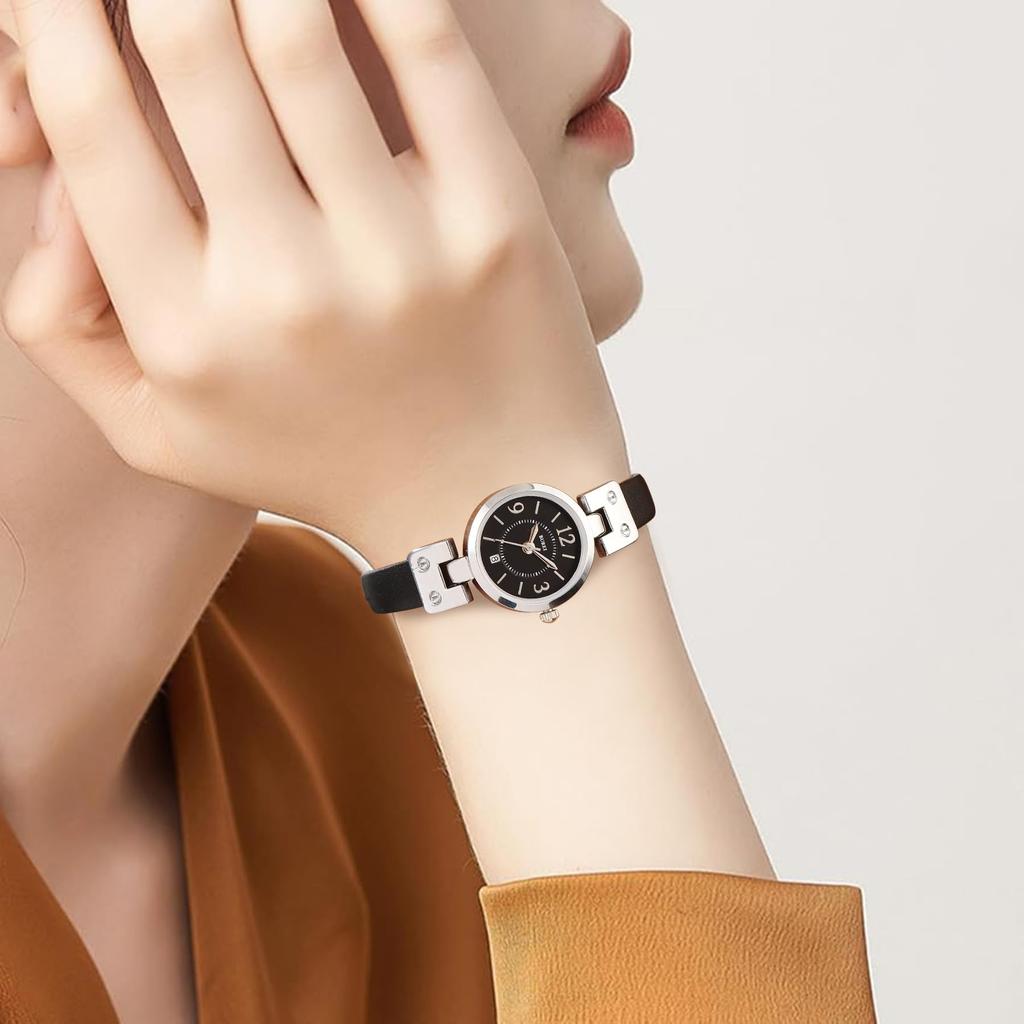 BUREI Women's Watch Analog Quartz Japanese Battery Waterproof Lightweight Slim Cute Fashion Simple Black Leather Belt Commute Business Casual Mother