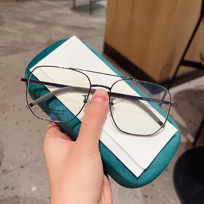 New Fashion Vintage with Large Rims Double Beam Metal Glasses
