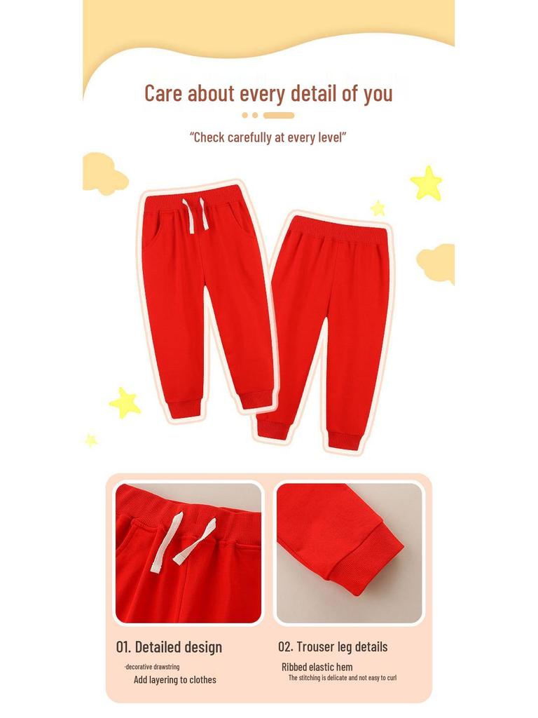 Höst Europeisk & Amerikansk Stil Enfärgade Barns Mjukisbyxor - Trendiga Långa Sportbyxor
