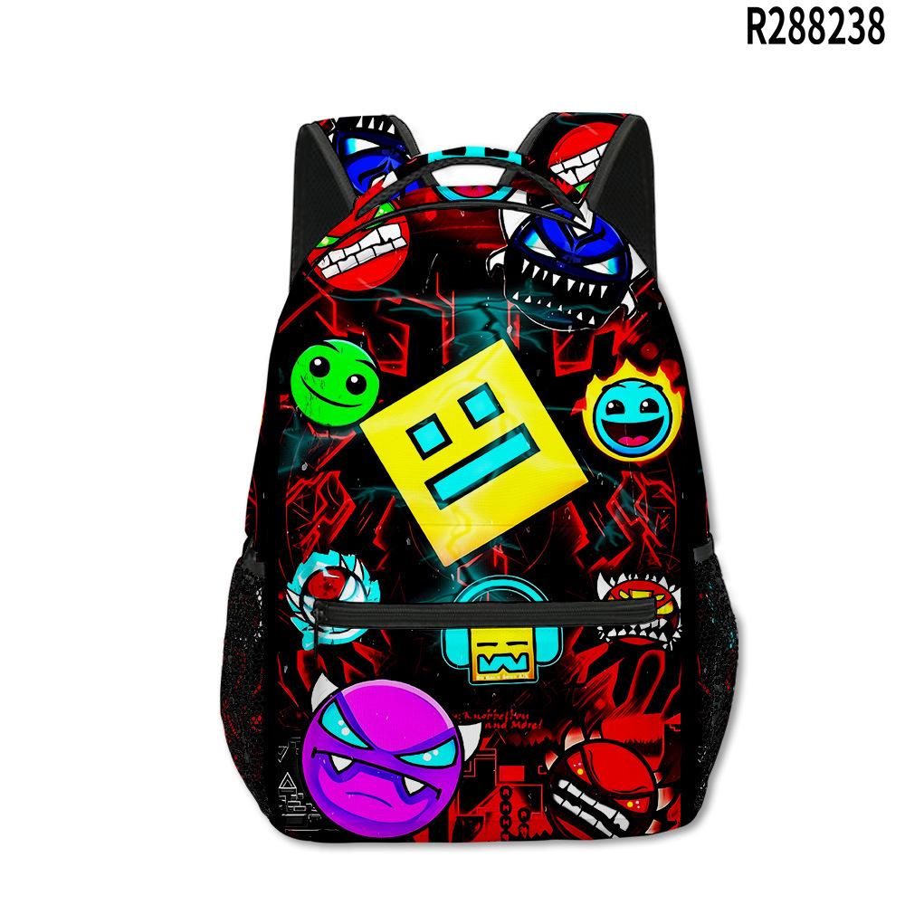 Zaini Hip Hop Kpop Giovanili per la Scuola Unisex Geometry Dash Borse da Viaggio Stampa 3D Oxford Impermeabili Zaini a Spalla per Quaderno