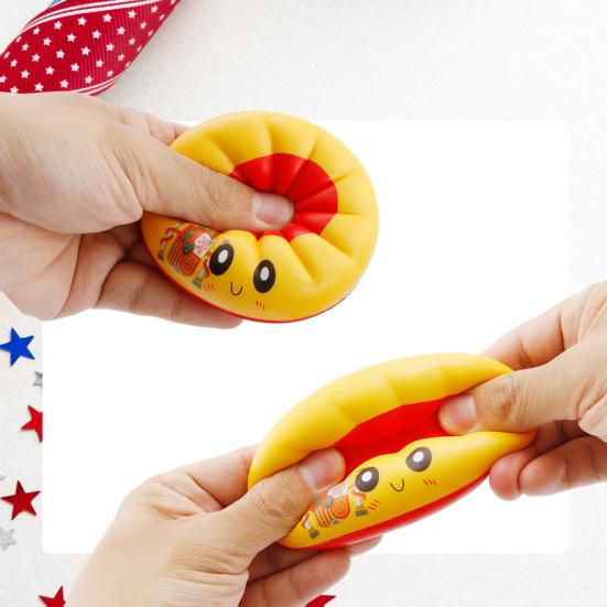 1/6Pcs Cartoon Dumpling Stress Relief Toy Anti-anxiety Flag Pattern Steamed Bun Squeeze Fidget Toy Hand Relaxation Decompression Gadget