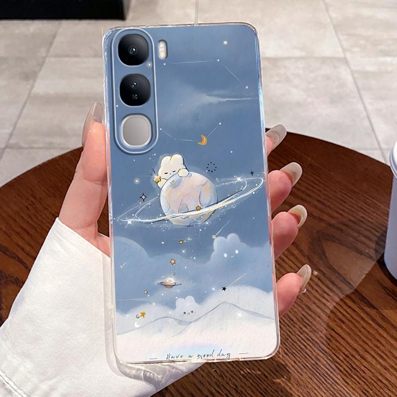 For Vivo V40 Lite (IDN) V2417 Soft TPU Back Cover For Vivo Y200 4G Cases For Vivo Y300 Clear Silicone Cute Rabbit Cat Phone Case