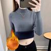 Autumn Wram Add Velvet Round Collar Long Sleeve Knitted Sweaters Women Korean Japan Style Knitwear Slim Pullovers