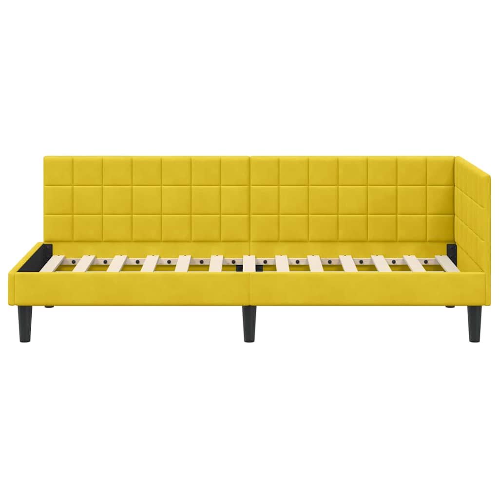 L Shaped Bed Frame with Headboard Yellow 80 Cm X 200 Cm Velvet