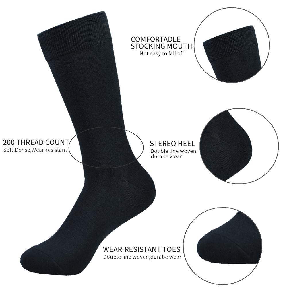 Men's Black Cotton Dress Crew Socks