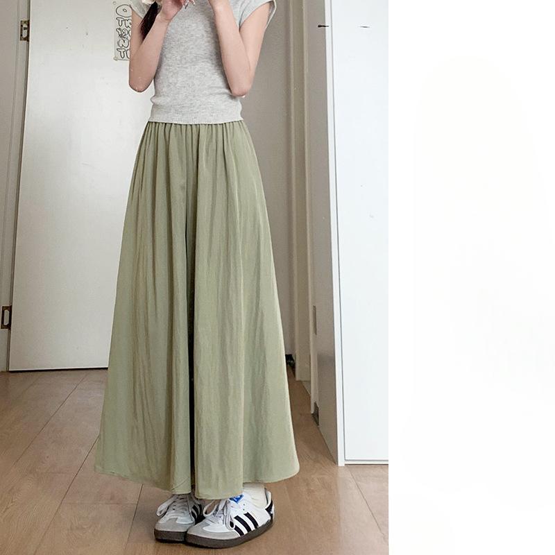 High Waisted Solid Color Casual Women's Long Pleated Wide Leg Pants