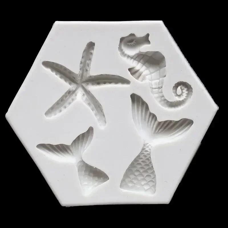 Handmade Mermaid Fish Molds Tail Marine Life Fondant Sugarcraft Chocolate Decorating Baking Cake Tools Resin Clay Mould