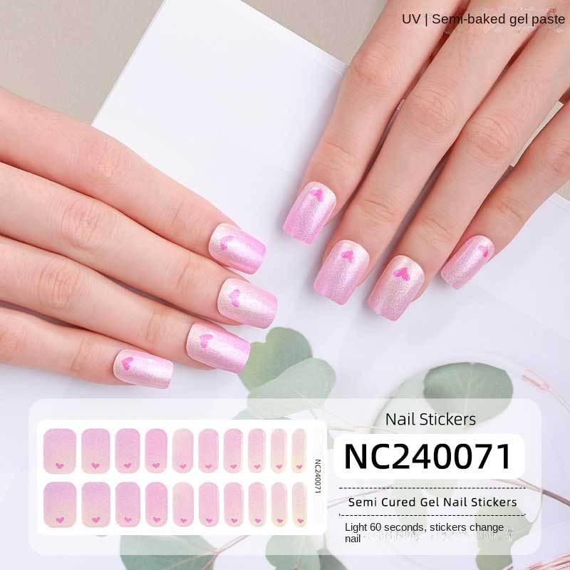Semi-cured Gel Nail Stickers Gradient Rainbow French Gel Nail Stickers Flash Cat Eye Gel Nail Stickers