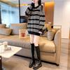 Autumn Loose Casual Style Knitted Pullover Fashion Striped Sweater Women's Medium and Long Age-reducing Top Tide
