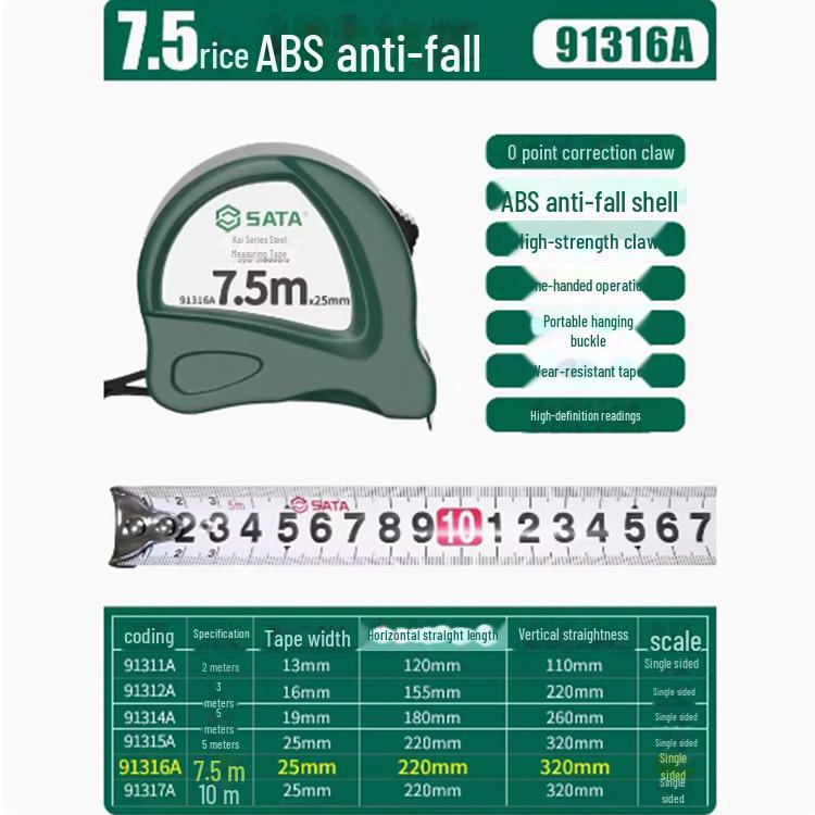 Shida High Precision Portable Steel Tape Measure - 5m for Home, Construction, Woodworking (Models: 91314AB, 91334A, 91342A)