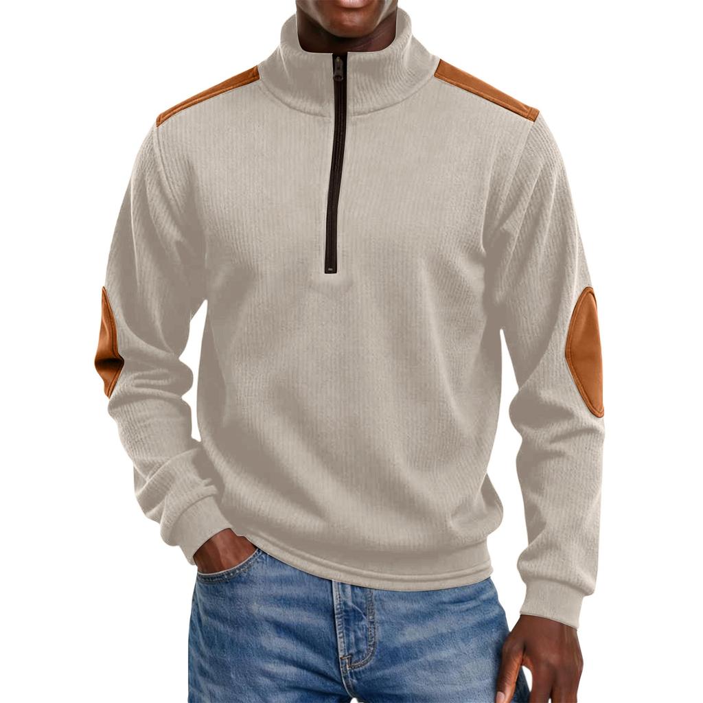 Men's Colorblock Half Zip Stand Collar Sweatshirt Men's Sports Large Size Casual Stand Collar Sweatshirt