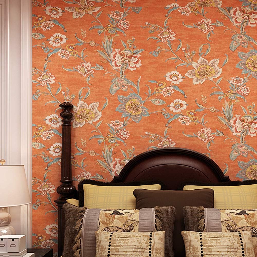 TaoGift Peel and Stick Vintage Floral Wallpaper Self Adhesive Non-Woven Flower Contact Paper Kitchen Bathroom Backsplash Wall Paper Mural Sticker