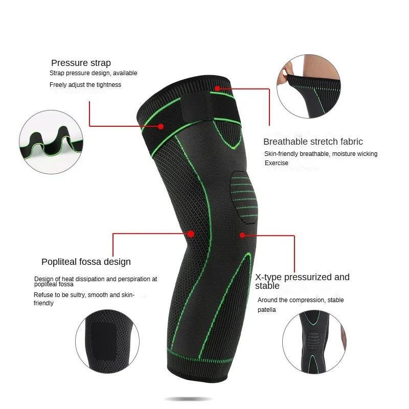 1/2Pcs Full Leg Compression Sleeve With Compression Strap For Women Men Long Leg Sleeve For Running Basketball Football Cycling