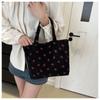 Strawberry Print Shoulder Bag For Women New Fashion Corduroy Large capacity Shopping Bag Solid Color Handbag Tote Bag