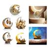 Eid Mubarak Moon Art Table Sign Acrylic Ramadan Decoration Modern Desktop Ornament for Bedroom Living Room Festival