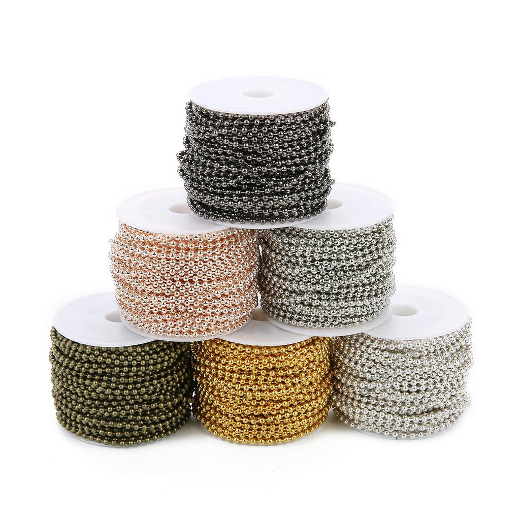 10 Yards/Rolle 1,5/2/2,4 mm Metall-Eisenkugel-Ketten Gliederketten Für DIY Schmuckherstellung Halskette Armband Zubehör Großhandel