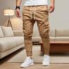 Herren Dicke Cargohose Kordelzug Taille Warme Jogginghose Herbst Winter Freizeit Hose mit Mehreren Taschen für Reise Arbeit Alltagskleidung